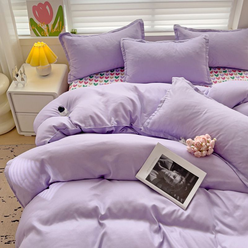 Parure de lit nordique verte à carreaux pour filles et garçons, housse de couette Double Queen Size, drap plat, taie d'oreiller, sans remplissage,: Twin / GRIS