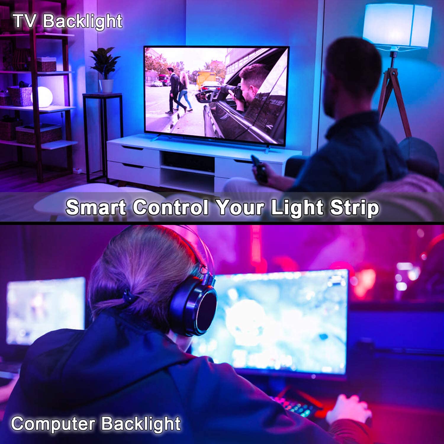 Smart WiFi LED Strip Light Controller, 2 in 1 DC5V-24V 6A with Remote, Compatible with Alexa Google Home and Siri