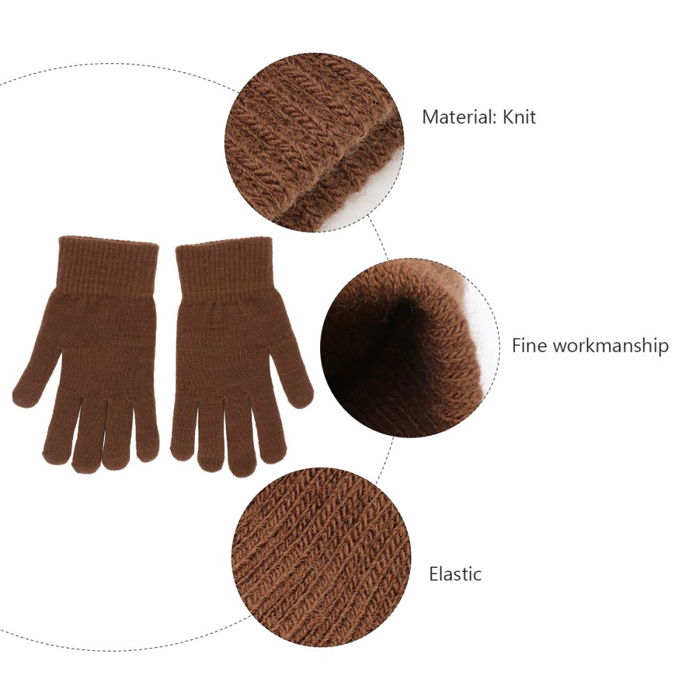 1 par de guantes de punto cálidos de invierno, guantes de dedo completo flexibles, guantes gruesos