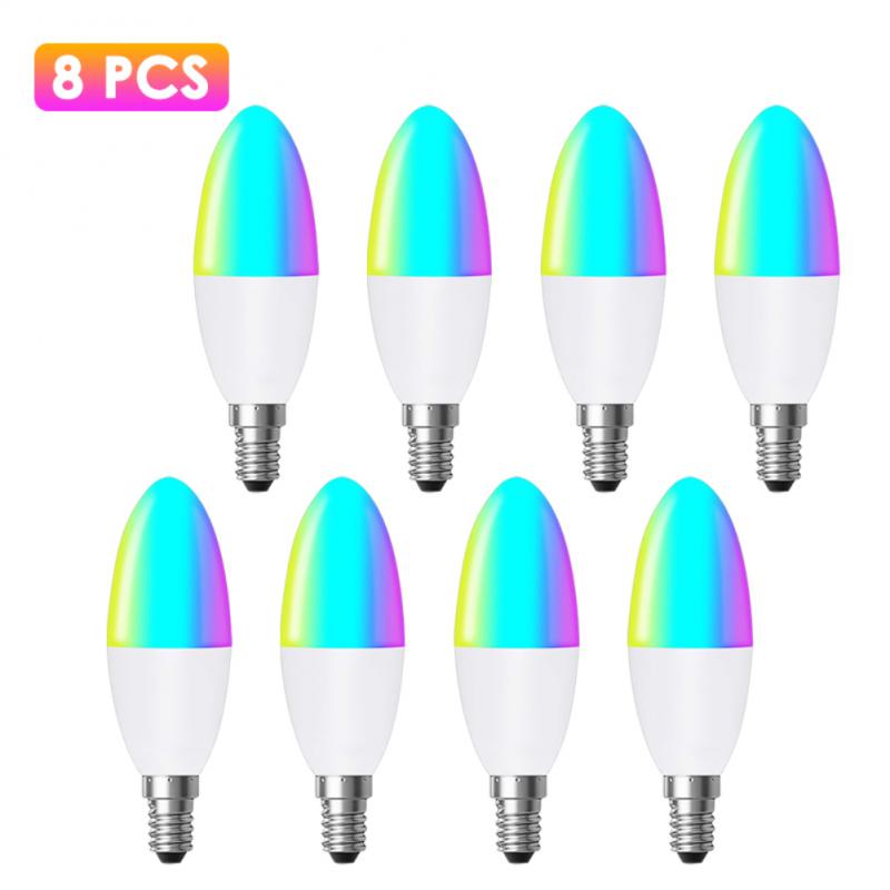 E14 tuya zigbee 3,0 smart candle bulb rgbcw 5w led light bulb smart home control works with alexa google home alice