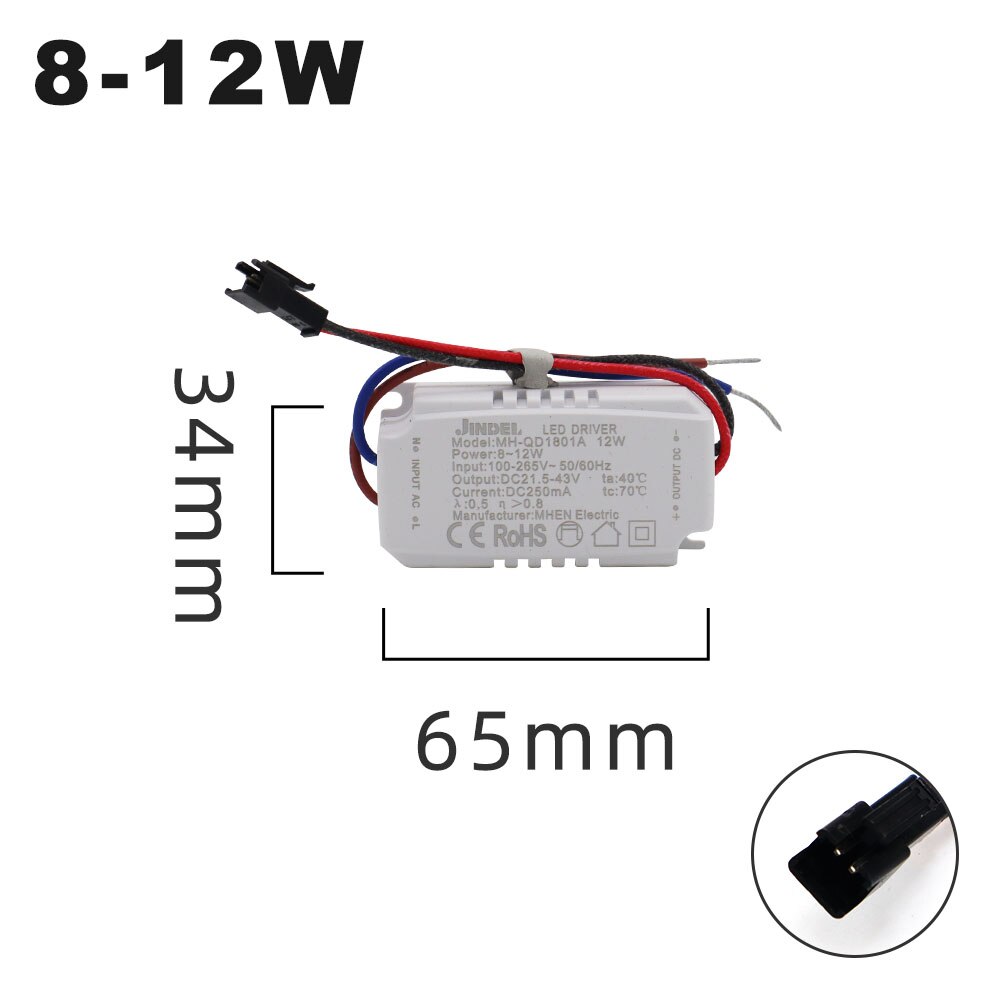 Ac100-265v vakiovirta led -ohjain  dc5.4-360v led -ohjain 250ma vakiovirtalähde 2-5w 4-7w 8-12w 13-18w 80-100w: 8-12w
