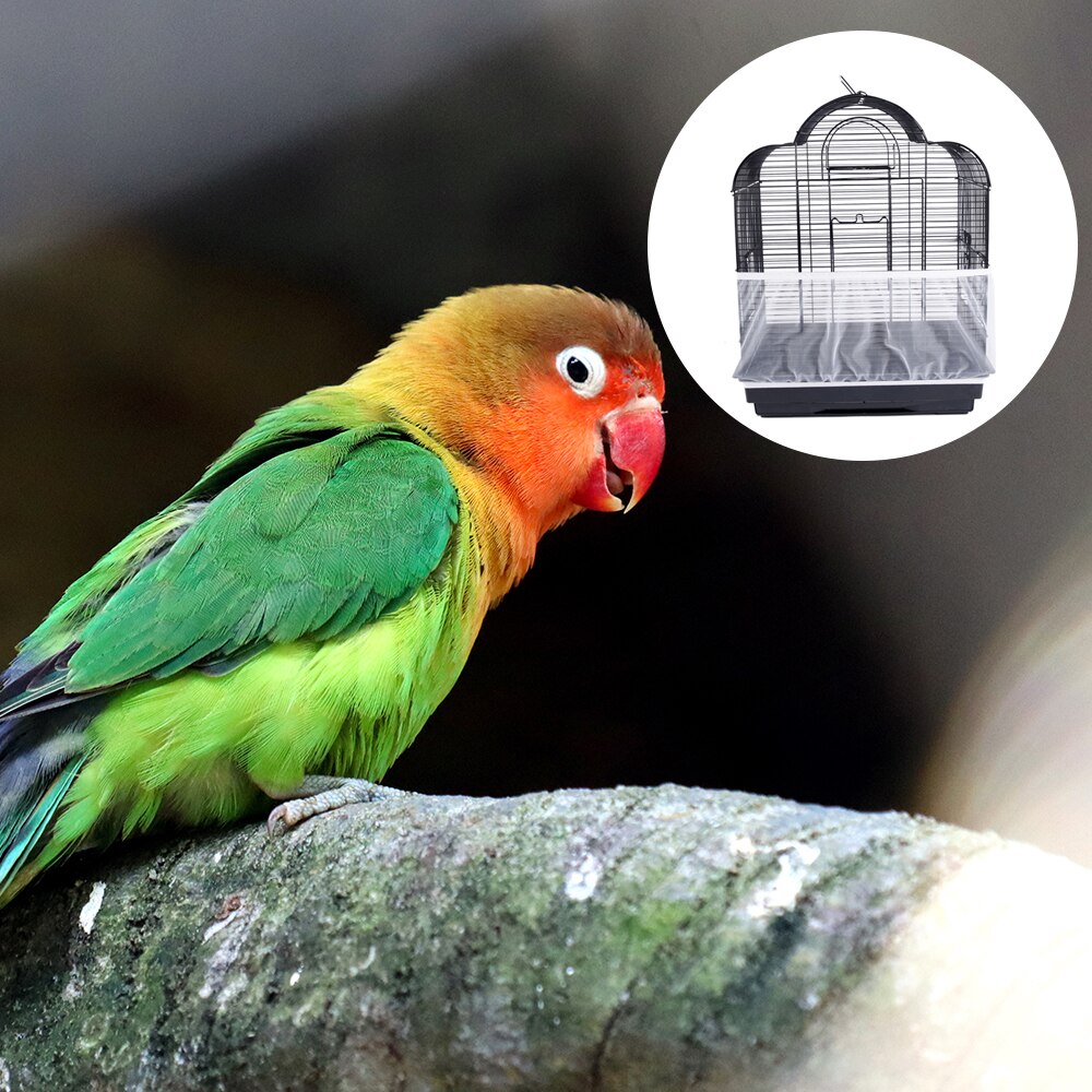 Nylon Mesh Bird Cage Cover Shell Skirt Net Easy Cleaning Seed Catcher Guard Bird Cage Accessories Airy Mesh Parrot Bird Cage Net