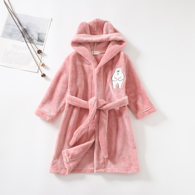 Peignoir enfants pour fille enfants vêtements fille flanelle Robe de bain vêtements garçon dessin animé Robe de nuit enfants pyjamas pour fille 1-8 ans: Rouge / 9