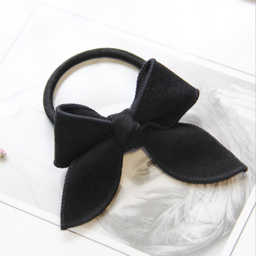 Lazo de cuero para niña y mujer, lazos para el pelo, accesorios para el cabello, cuerda de goma, diadema elástica sólida, 1 unidad: black