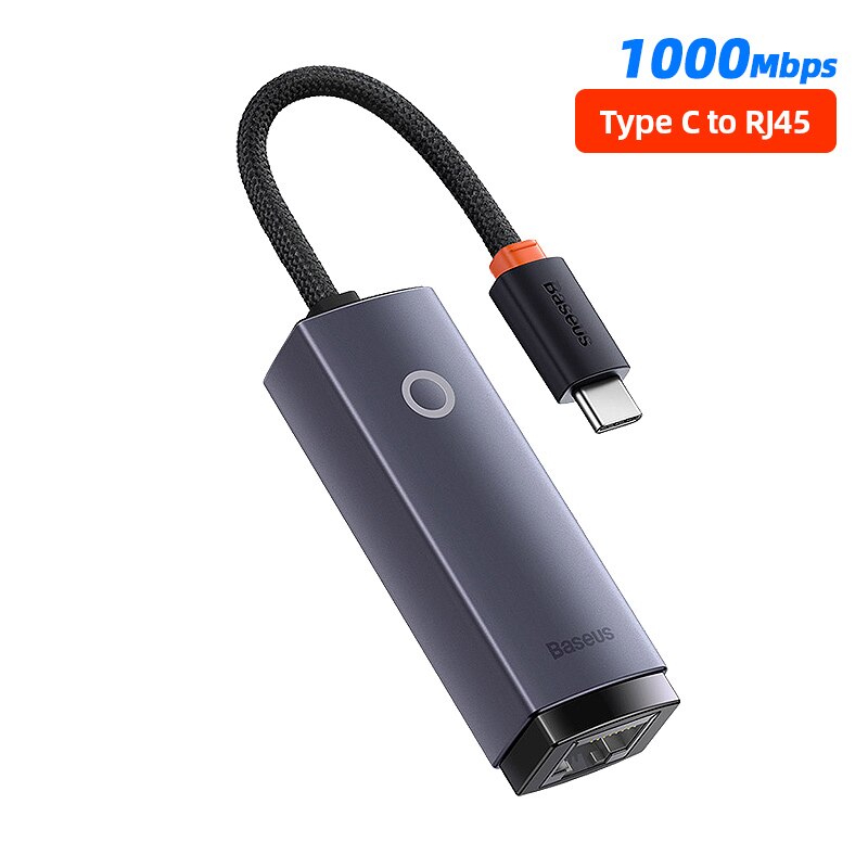 Baseus-Adaptador USB tipo C RJ45, tarjeta de red Gigabit para ordenador portátil, PC, Switch, 1000Mbps/100Mbps, a puerto Ethernet Lan, Mi Box s: Type C 1000Mbps
