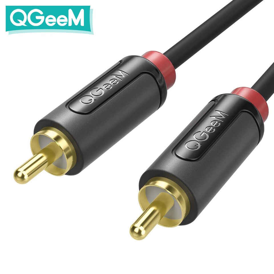 Qgeem rca to rca kaapeli liitin jakaja äänikaapeli rca stereo aux johto televisiolle cd dvd vcd radio äänen vahvistin konsoli: 1.8m 6ft