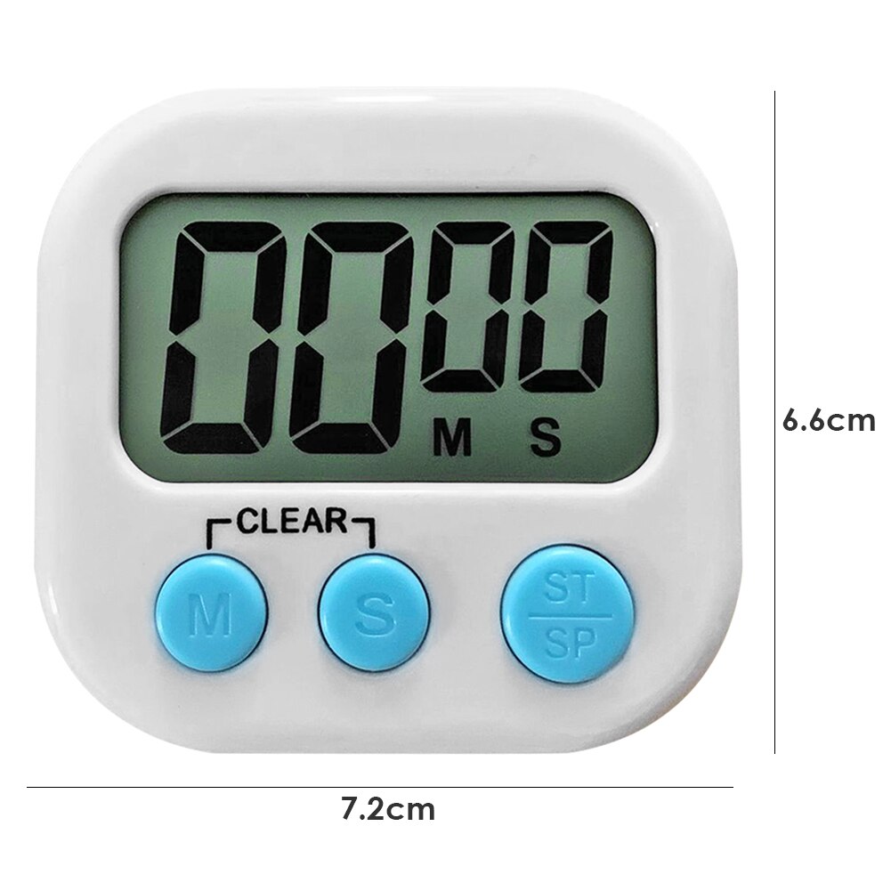 Elektronisk digital display skærm timer lcd magnetisk madlavning nedtælling ur stopur med stativ til køkken ornament: Hvid