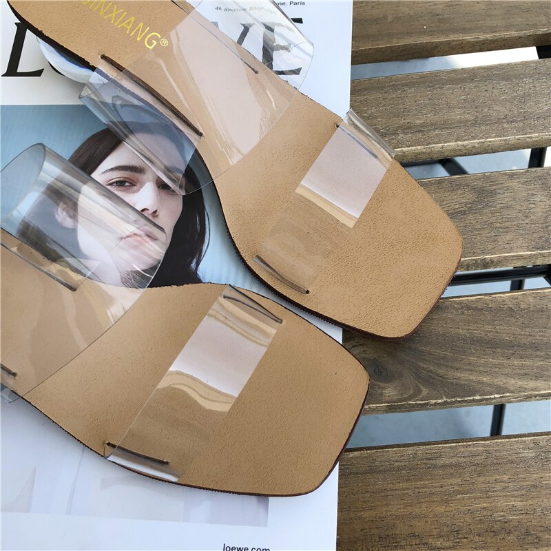 Sommer kvinder sko peep toe høje hæle sommerfest brudekjole sko pvc gennemsigtig slip-on slingback pumps
