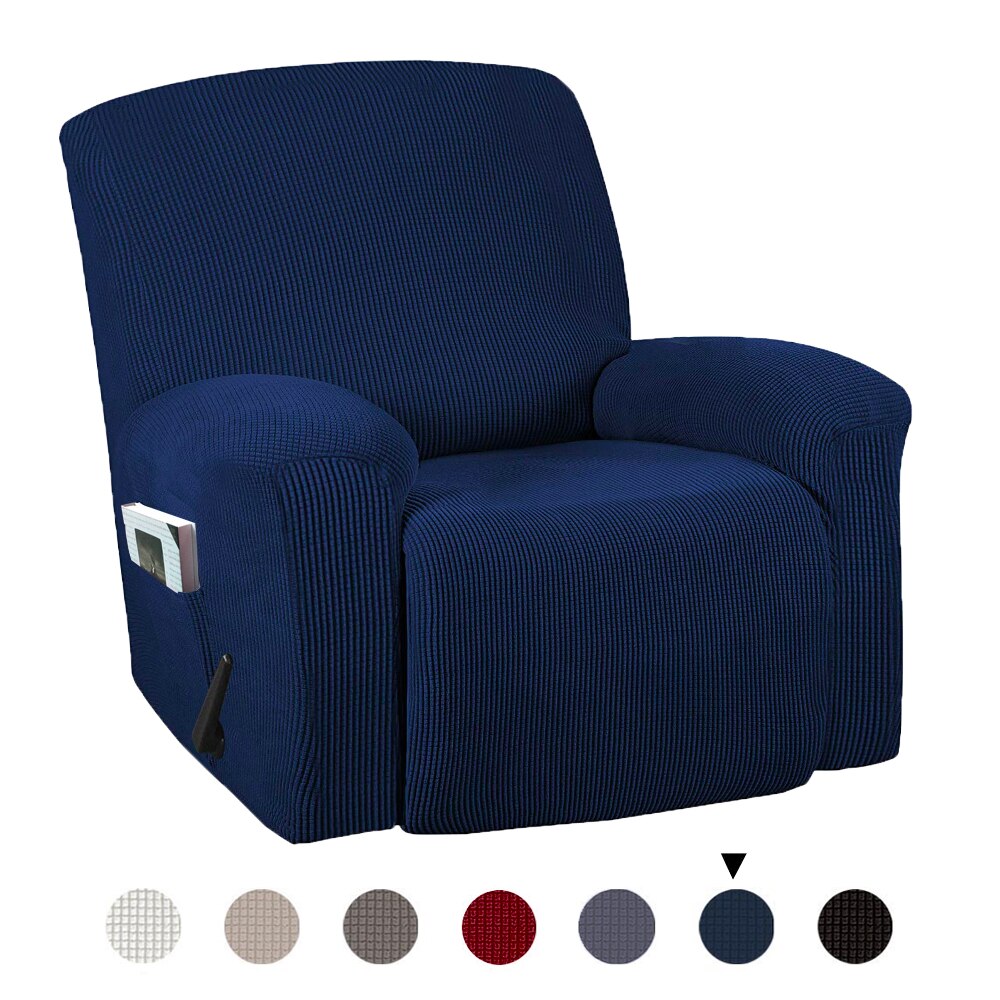 1- -delads stretch fåtölj slitstarka mjuka högstretch jacquard soffa möbelöverdrag form passform stretch snygg fåtölj: Marin
