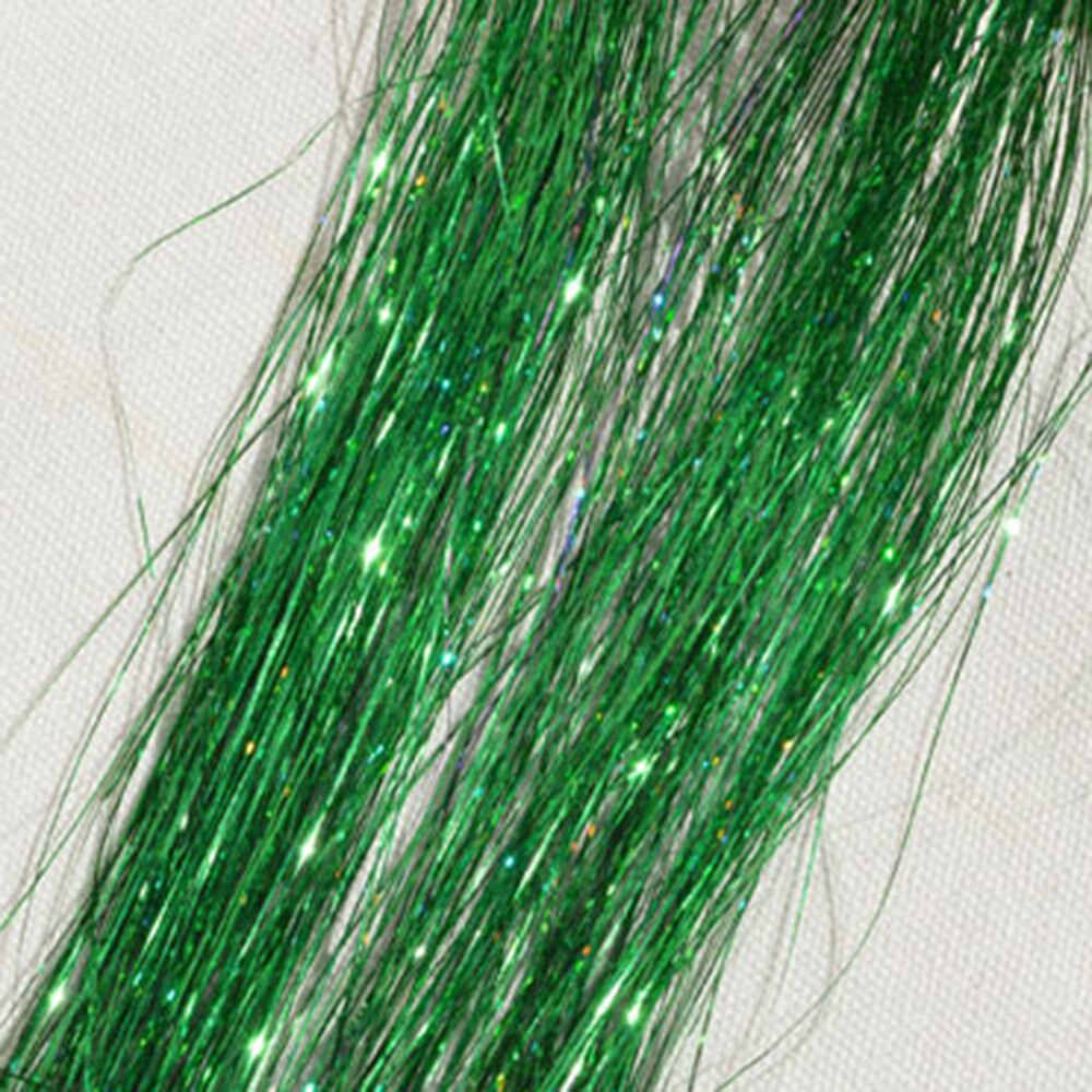 1 Bags Hair Tinsel Sparkle Glitter Extensions Highlights False hair Strands Party Accessories For Girls Party 8 Colors: green