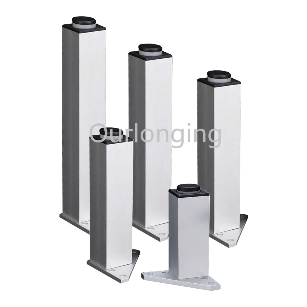 4 piezas 100mm patas de muebles de aleación de aluminio plateadas con base triangular ajustable, patas de sofá para gabinete