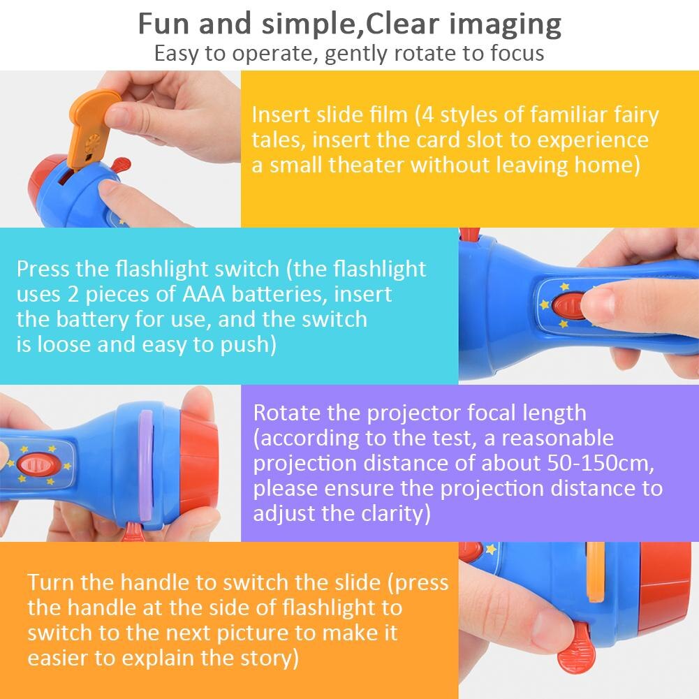 Mini Animatie Projector Educatief Licht-Up Speelgoed Theater Sprookje Projector Glow Speelgoed Kids Slapen Verhalen Voor Kinderen