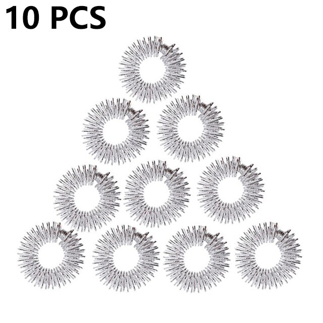 10 Pcs Spiky Zintuiglijke Ringen Grote Spikey Fidget Speelgoed Vinger Acupressuur Massage Ringen Therapie Vinger Circulatie Ring Adhd: 10 PCS-Silver