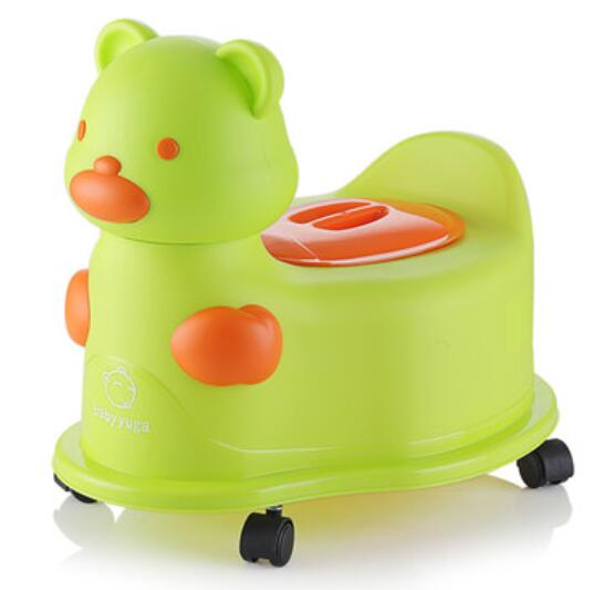 offre spéciale populaire belle ours bébé toilette pot formateur enfants pot chaise formation: green with wheel