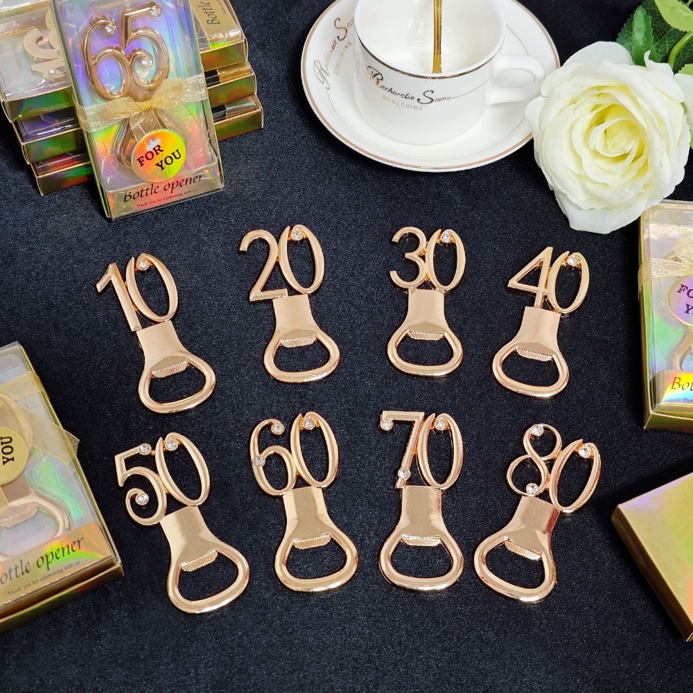 Goldener Geburtstags-Flaschenöffner für 30., 40., 50., 60., 70., 80. Geburtstag, Party, Hochzeitstag, Dekoration, Gastgeschenk, Gäste