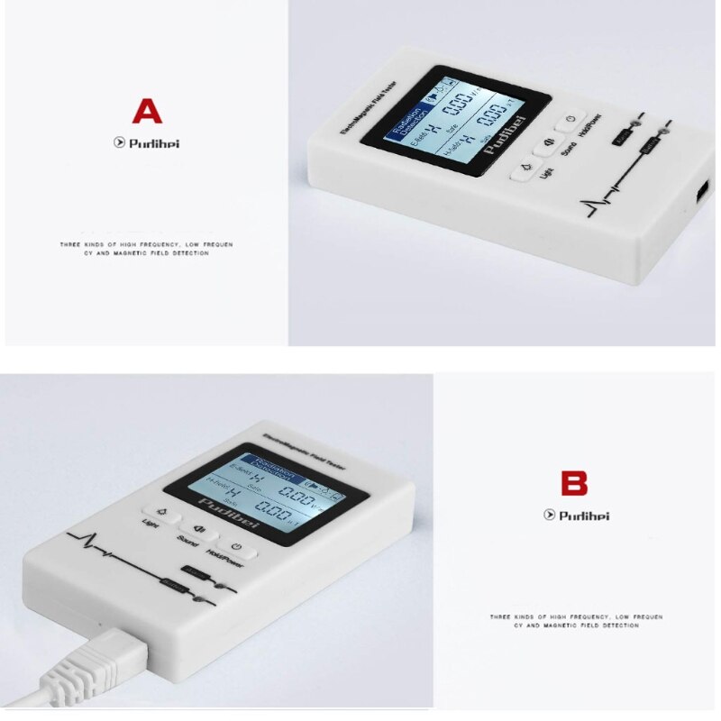 USB Charging Handheld Mini Digital LCD Display Electric Field and Magnetic Field Radiation EMF Electromagnetic Radiation Tester