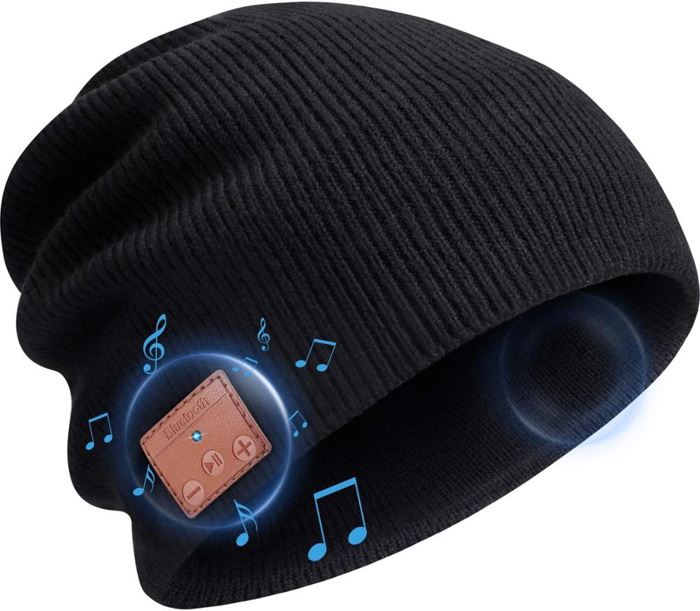 Beanie-auriculares inalámbricos V5.0 con Bluetooth para hombre y mujer, audífonos Unisex de música de punto, con altavoces estéreo HD integrados, de invierno: Default Title