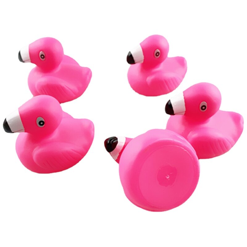 Mini Rubber Floating Squeaky Sound Duck 10pcs Flamingo Bath Toys Baby Summer Water Rubber Toys