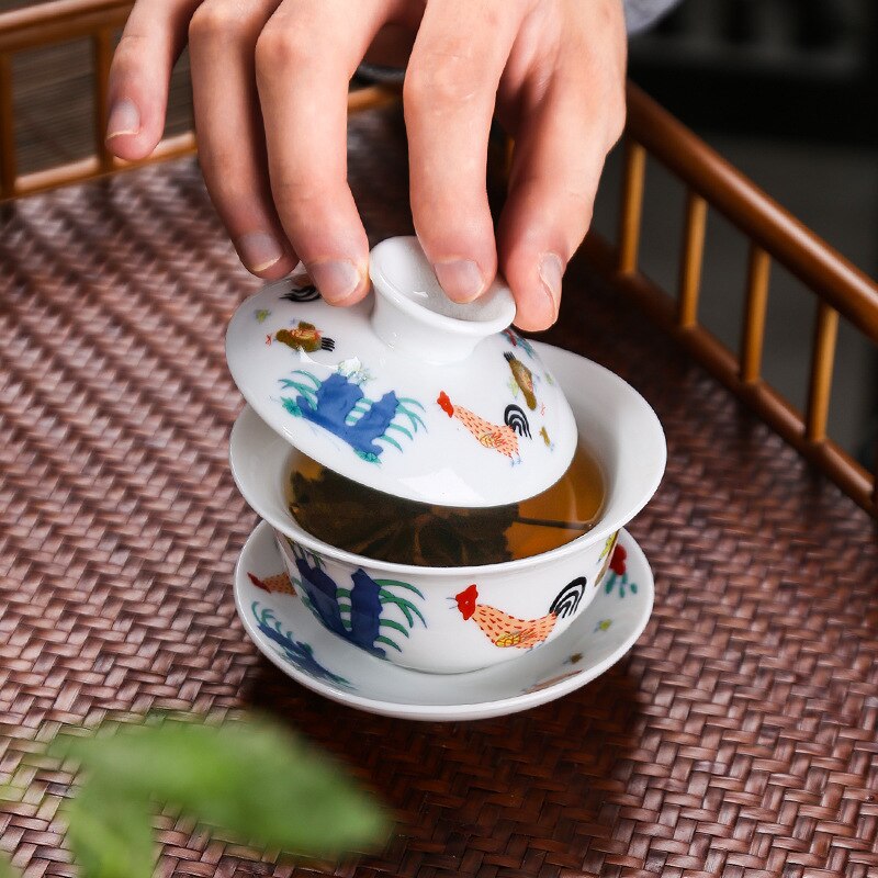Imitating Ming Dynasty gai wan tea set Bone China Tea Sets Dehua gaiwan tea porcelain pot set for travel Beautiful easy kettle