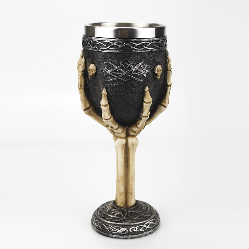 Gothic Wine Goblet Contain Dragon Claw Viking Skeleton Retro Stainless Steel&amp;Resin Wine Glass BEST Halloween Bar Drinkware: 5