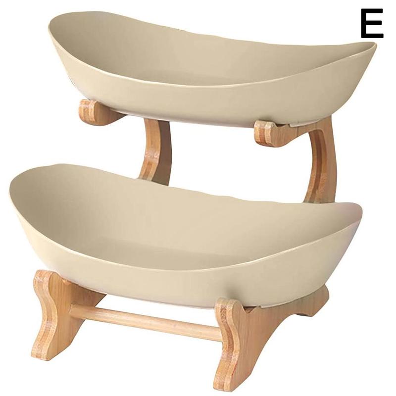 Bowl Food Fruit Plates Set Tableware Table Plates For Serving Plates Dinnerware Wooden Partitioned Dish Snack Candy Cake Stand: E