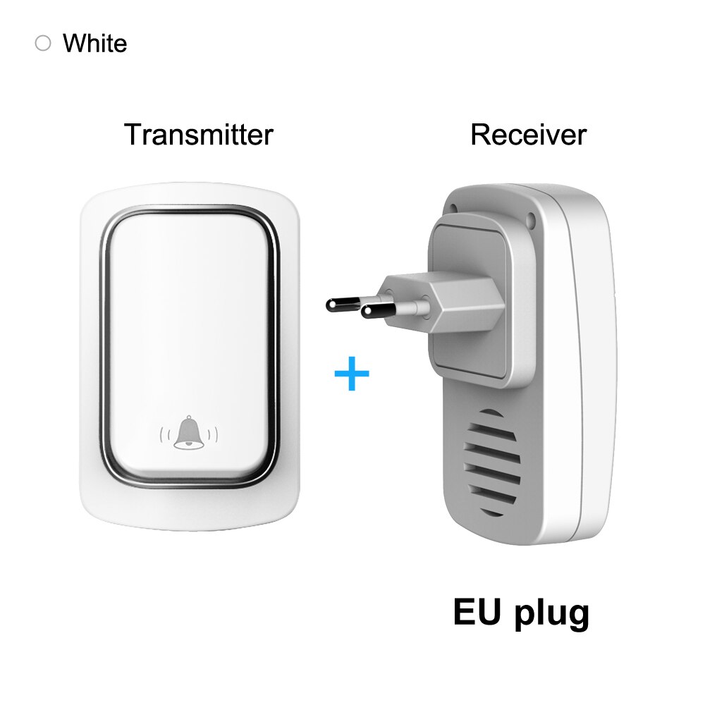 AVATTO No Battery Required Intelligent Wireless Doorbell, 150M IP68 Waterproof Welcome Bell Home Door Bell Smart Home Security: 1 White EU WD01