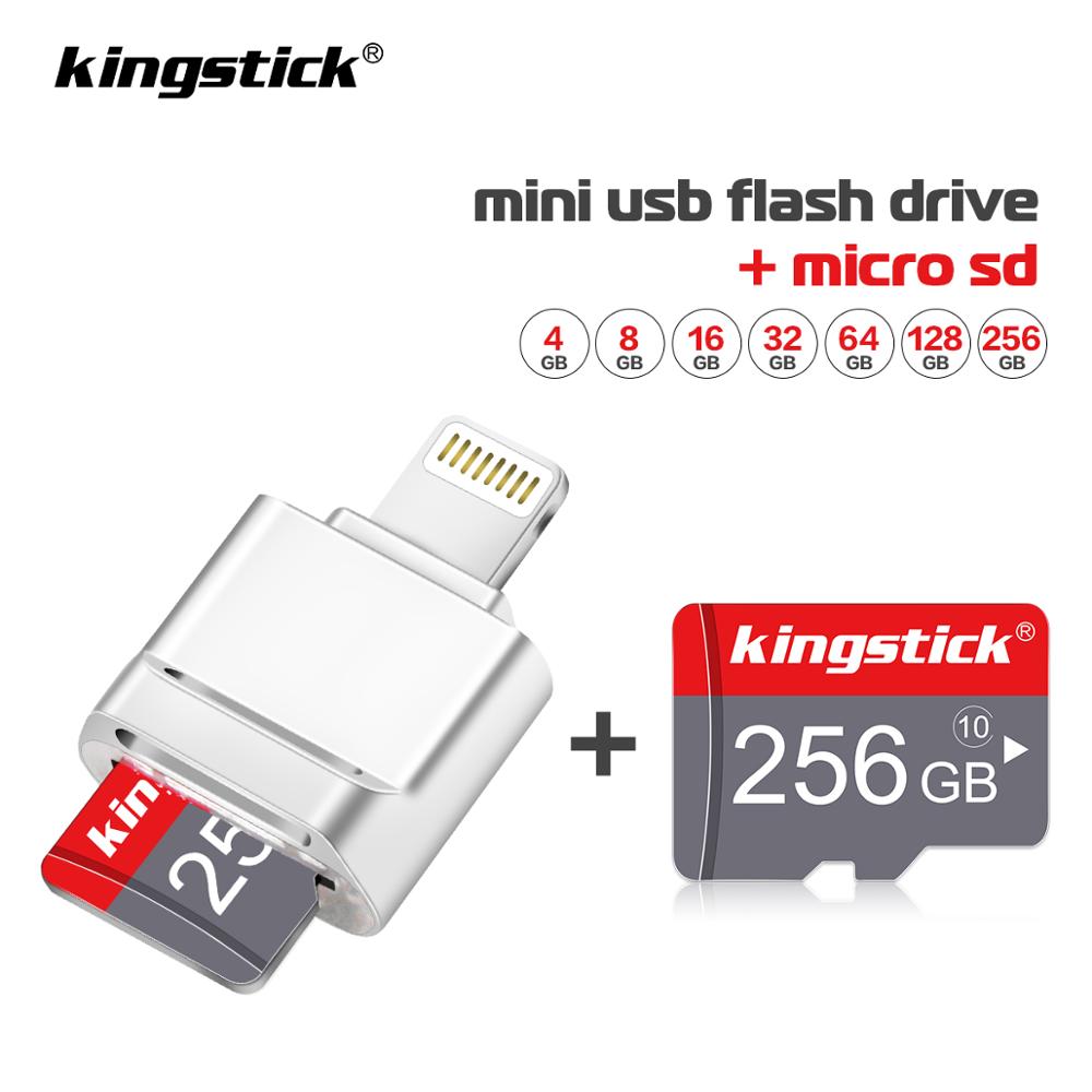 Kingstick mini usb flash-stasjon pendrive for iphone  /7/7 pluss /8/ x usb/otg/lightning 2 in 1 penn-stasjon for ios ekstern