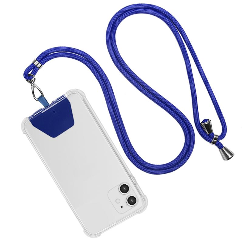 Universele Mobiele Telefoon Siliconen Case Shell Patch Lanyard Afneembare Verstelbare Nylon Hals Lanyard Pols Touw Veiligheid Anti-Verloren: 04 blue