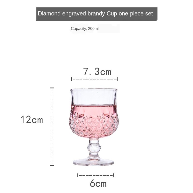 Europæisk stil krystal diamant mønster bæger hus ehold drikke kop vinglas vintage udskåret rødvinsglas runde: 200ml