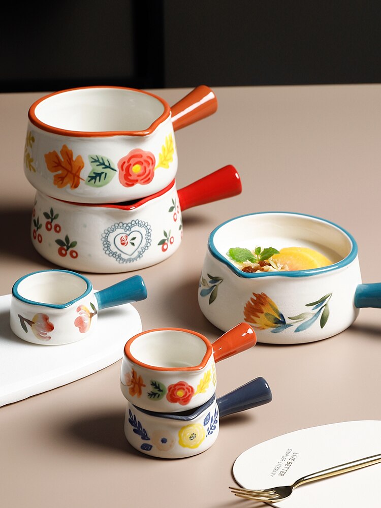Modern ceramic small milk jug mini milk cup with handle milk jug coffee cup home breakfast salad oatmeal bowls cute tableware