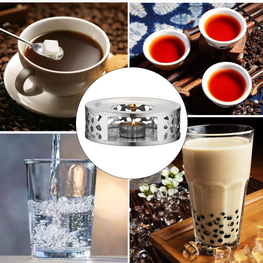 Soporte portátil para calentar café y té, calentador duradero de acero inoxidable para velas, soporte para luz de té, calentador con trivetas, Base de calefacción, tetera