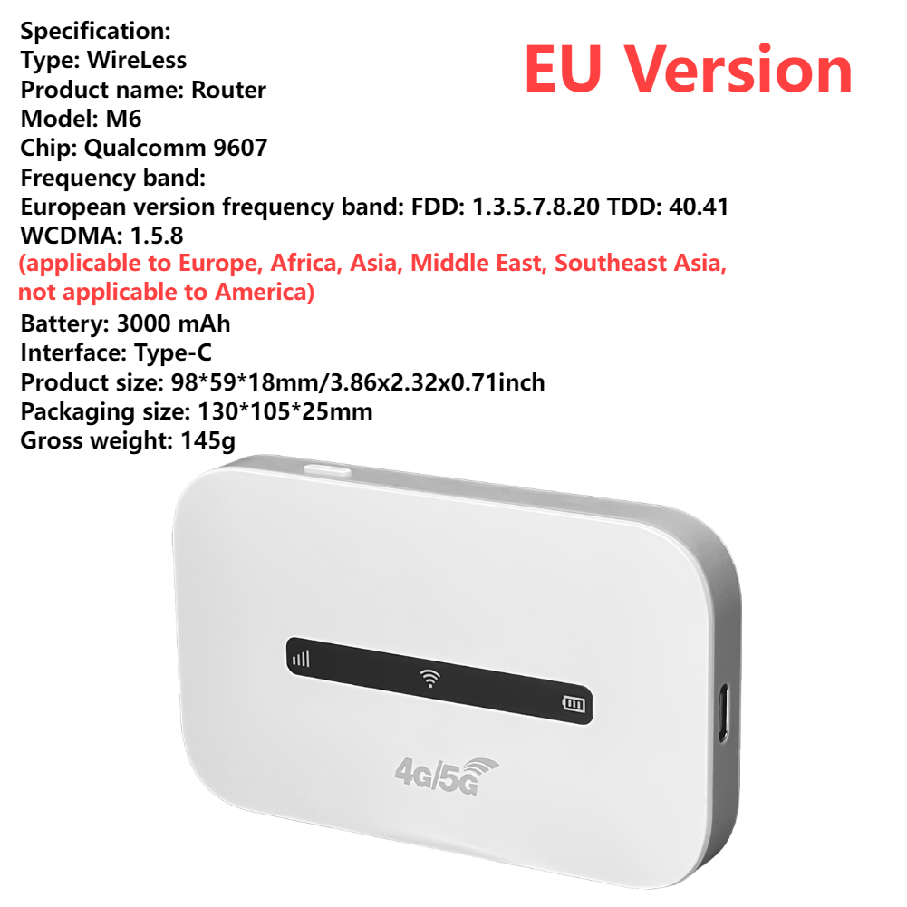 4G LTE Router WIFI Router Wireless Network Expander Sim Card Slot USB Modem 150Mbps Pocket Hotspot Mobile Wifi Router for Travel: Bundle6