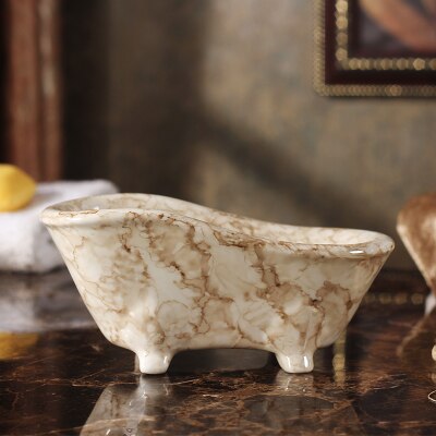 Europæisk stil marmorstriber badeværelse sæbeskål, sæbeboks keramisk materiale: Model 3