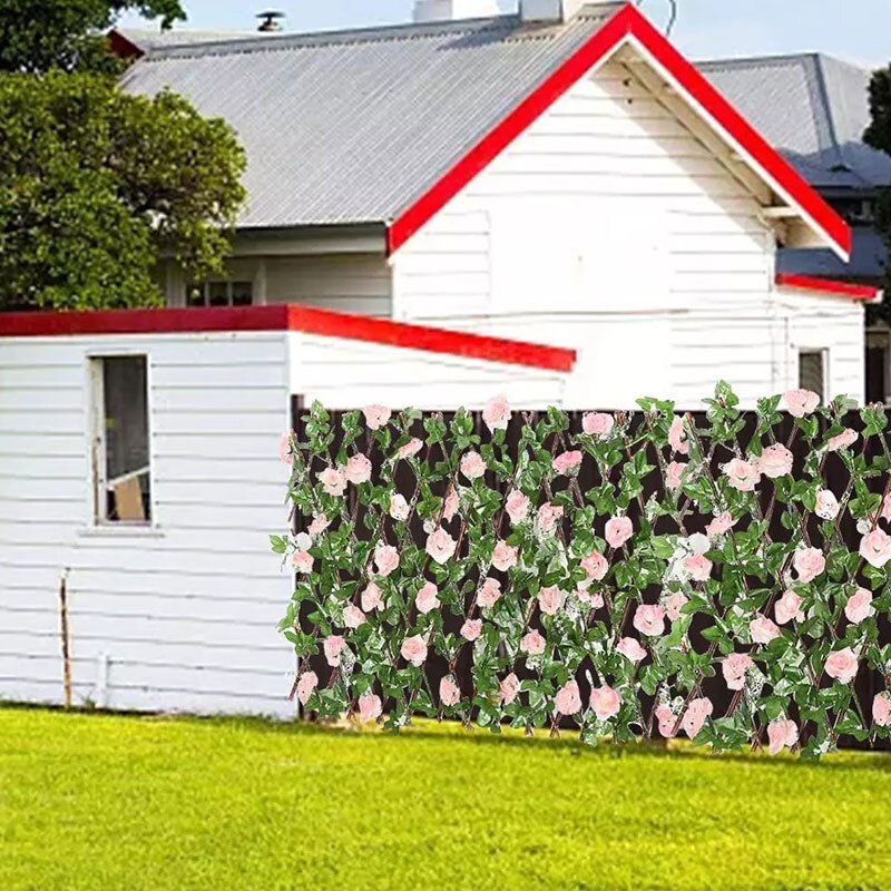 Clôture rétractable artificielle pour plantes de jardin, Simulation de fleurs, feuilles, décoration de jardin, écran de protection en treillis