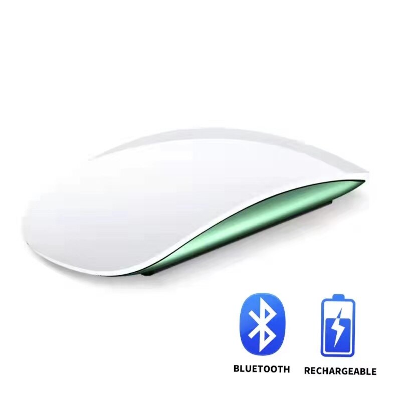 Wiederaufladbare Bluetooth Maus Drahtlose Maus Bogen berühren Magie Maus Ergonomische Ultra Dünne Optische Maus Für iPhone Macbook: Grün-Unterseite