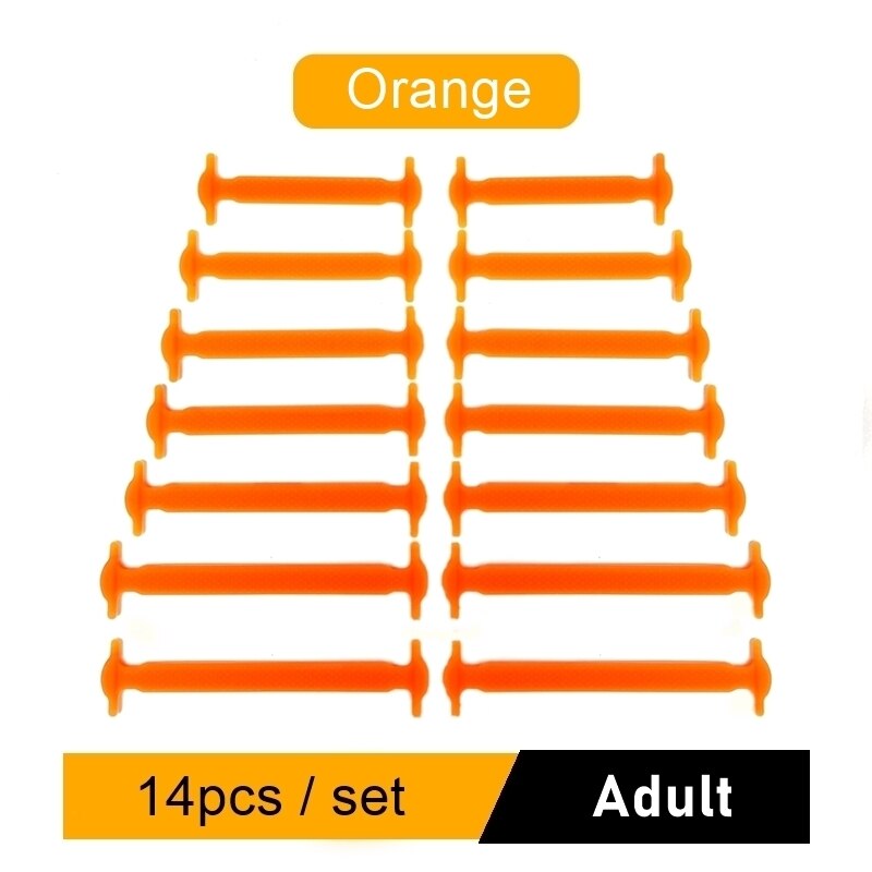 Lot de 16 lacets créatifs en Silicone, élastiques, pour chaussures sans cravates: Orange