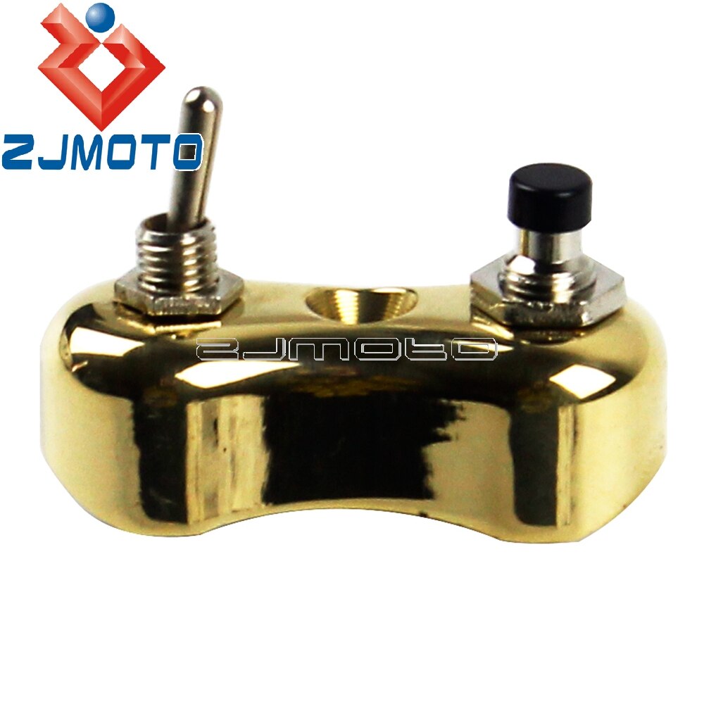 Old School Motorcycle Low Profile Switch Block Button For Harley Cafe Racer Bobber w/ 1" 7/8" Handlebar Retro Switch Black: Brass