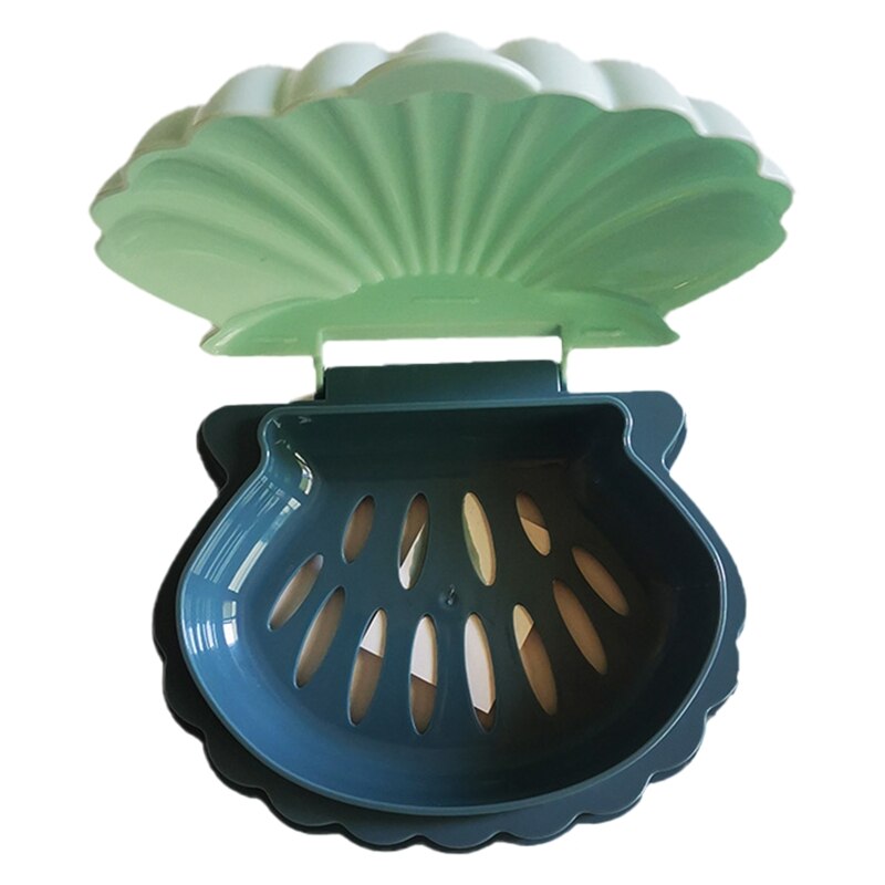 Shell-shaped Soap Holder Bathroom Shower Dish Plates Storage Box With Self Draining Soap Dishes for Kitchen Bathroom: Green blue