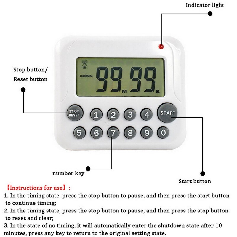 Digital Kitchen Timer Count Down/Count Up Timer LCD Screen Alarm Sleep Stopwatch for Cooking Bake Sports Games Students Home