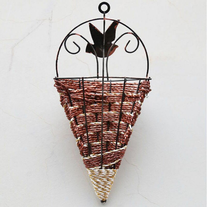 Natural Wicker Hanging Flower Basket Pot Garden Rattan Decor Wall Planter Plant Home Basket Hanging Pot Planter Rattan Vase Box