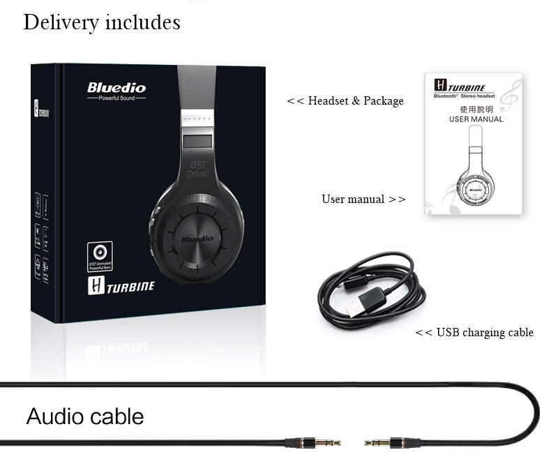 100% Original Bluedio HT sans fil Bluetooth casque BT 5.0 stéréo Bluetooth casques intégrés micro pour les appels: Black retail box