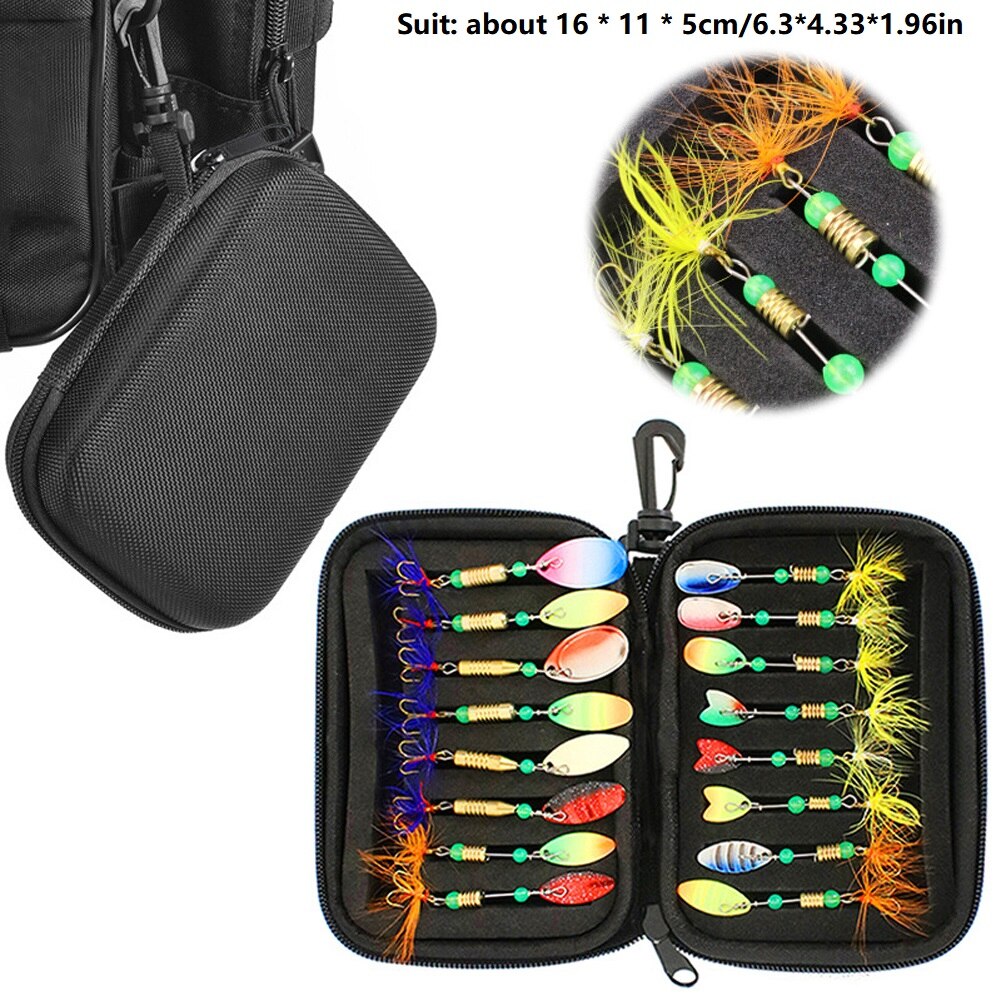 Pailletten Lokken Zak Spinner Tas Set Composiet Aas Vliegen Haken Metalen Pailletten Lepel Lokt Met Eva Hard Shell Storage Case vissen Tas: 16pcs set C