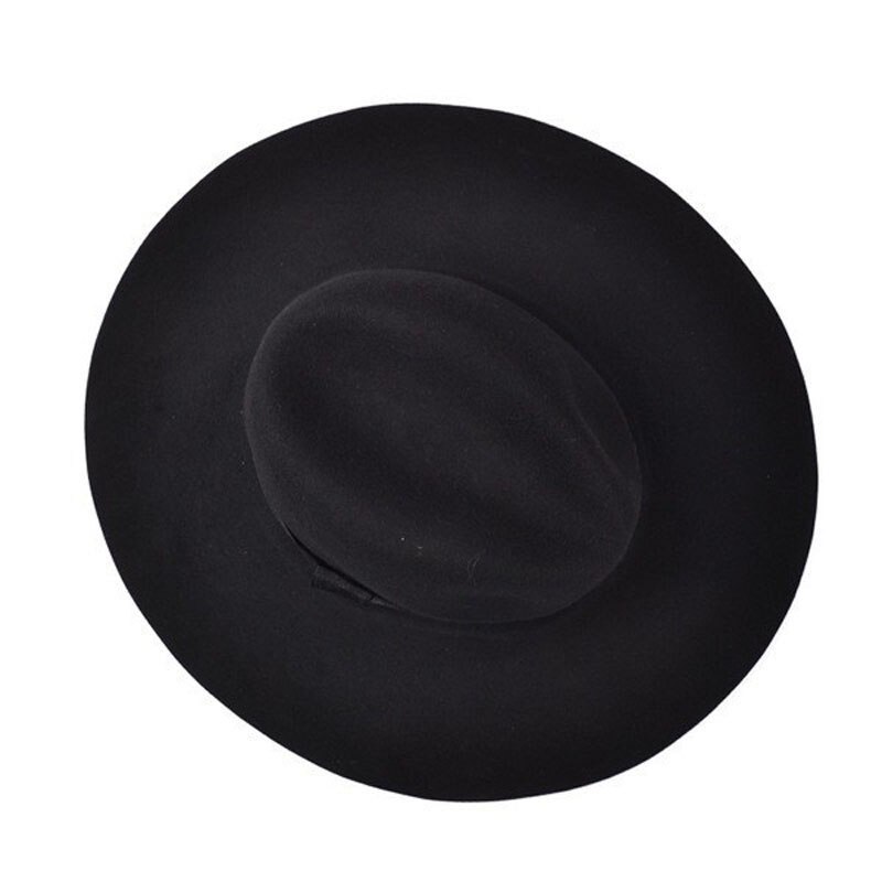 Classic 100% Wool Fedora Hat large Brim Ribbon Hats for women Men Floppy Top Hat