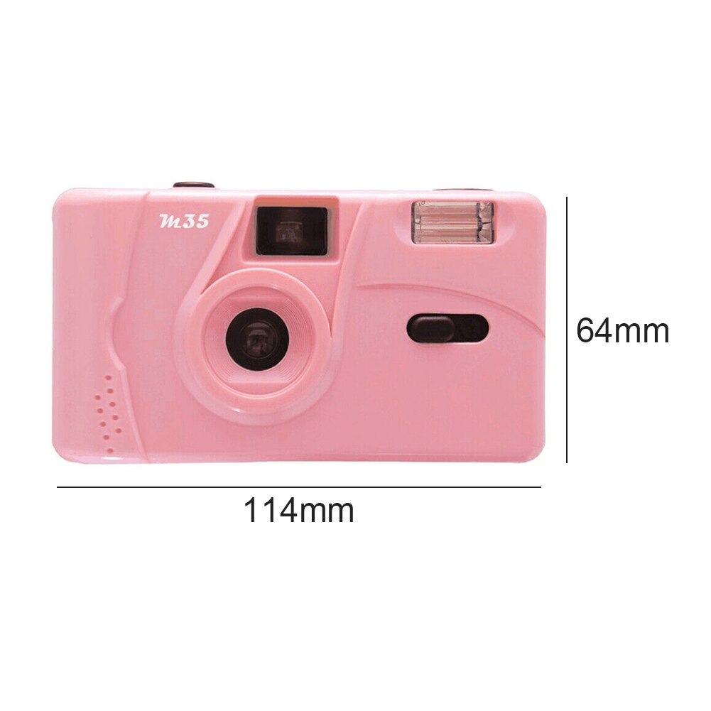 Vintage M35 35mm Manual Film Camera with Flash Function Reusable Non-Disposable Retro Film Machine Reusable Film Camera: Pink
