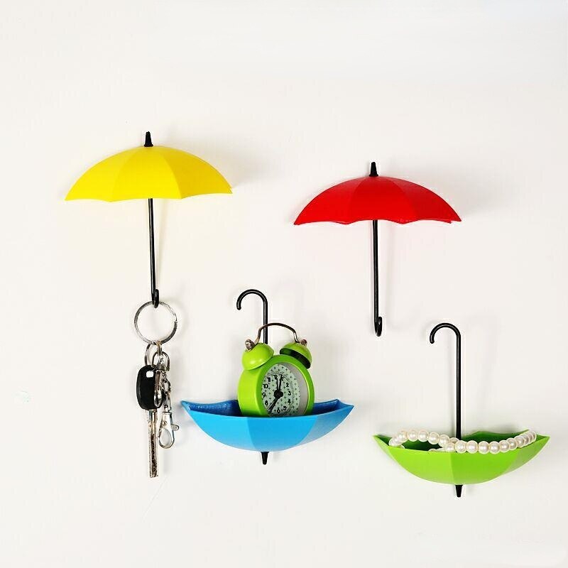 3Pcs Umbrella Shape Hook Wall Hanger Rack Small Items Kitchen Bathroom Wall Mounted Decor Hook Household Multi-purpose Holder