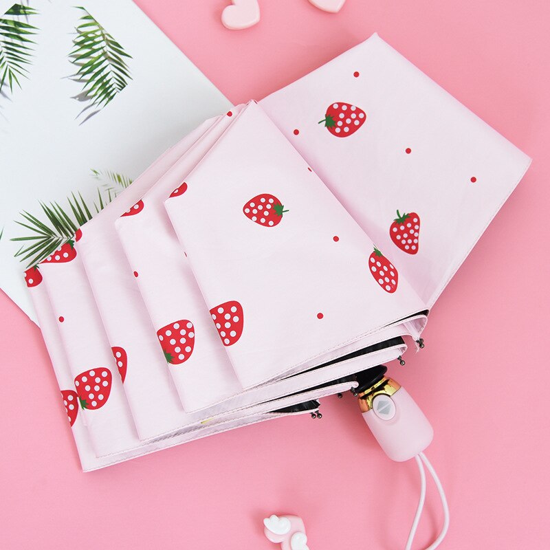 YADA luksusowe owoce w stylu kreskówki truskawka parasol jasne składane automatyczne parasole dla dzieci kobiety UV deszcz nowy parasol YD200043: YD200043PK