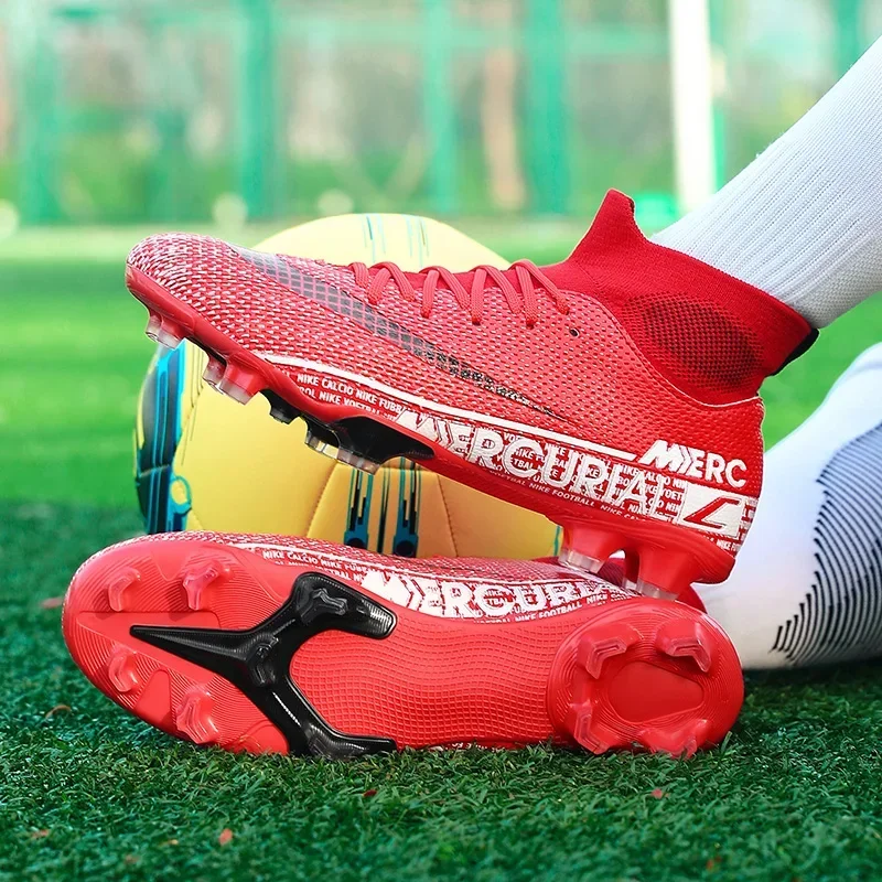 Herr fotbollsskor ankelskydd pojkar fg fotbollsskor sneakers sportskor unisex matchskor bekväma