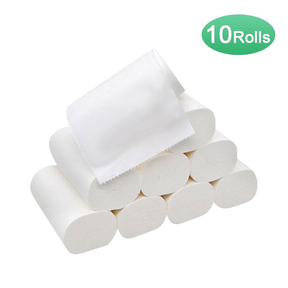 10Rolls Toilet Paper Tissue Bath Roll Paper Towels 3 Layers Pulp Wood Soft &amp; Comfortable Roll Paper for Home Office Hotel School