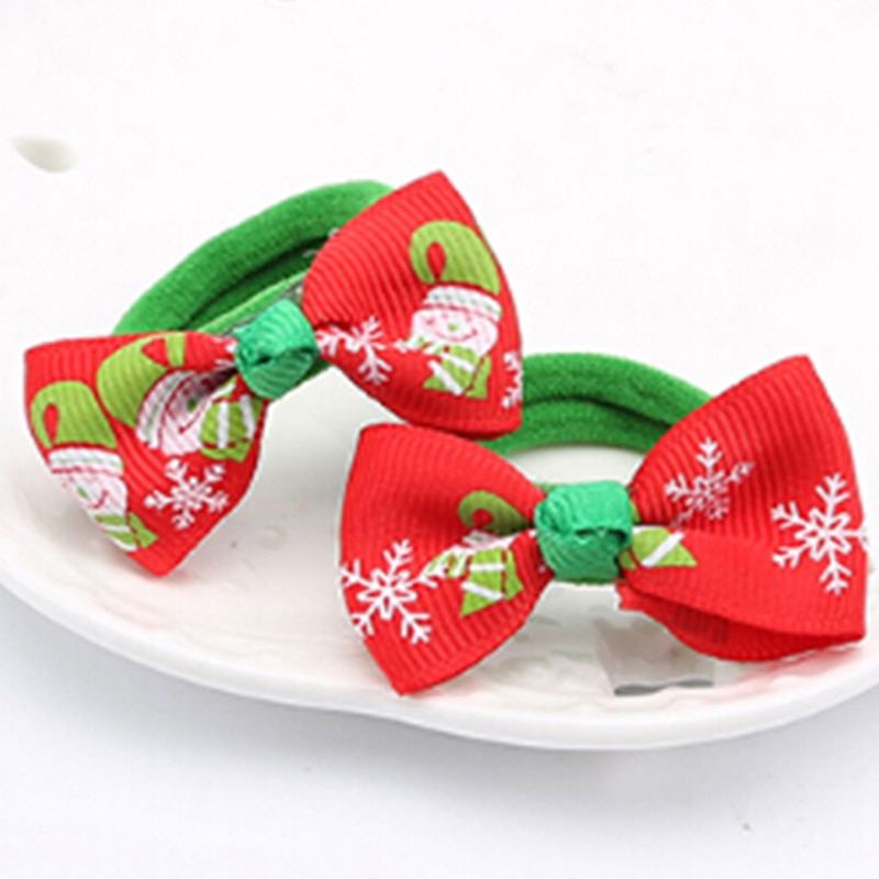 Christmas Hair Rope Tree Santa Bell Snowman Kids Elastic Hair Band Lovely Girls Hair Accessories