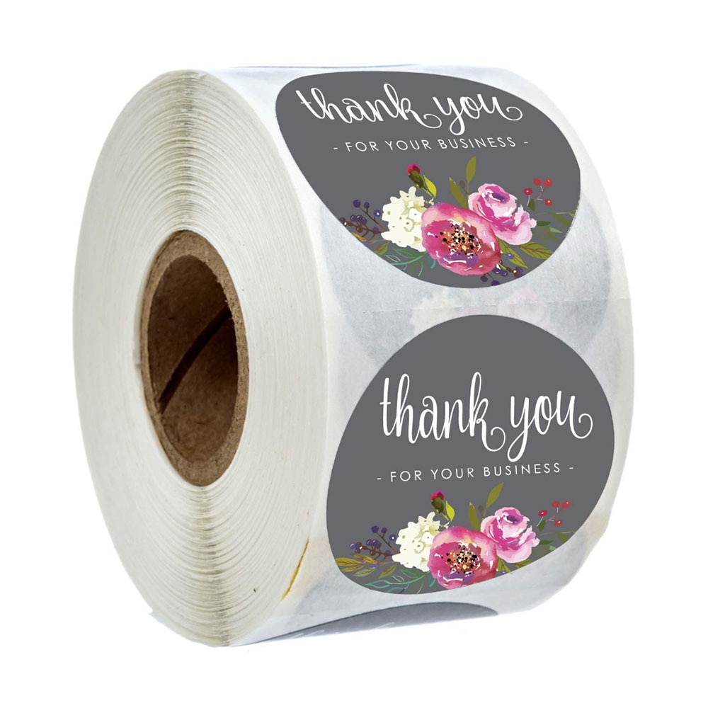 Bloemen Dank U Voor Uw Bedrijf Stickers Ronde Label Sticker Voor Bruiloft Verjaardag Briefpapier Geschenkdoos Interieurstickers